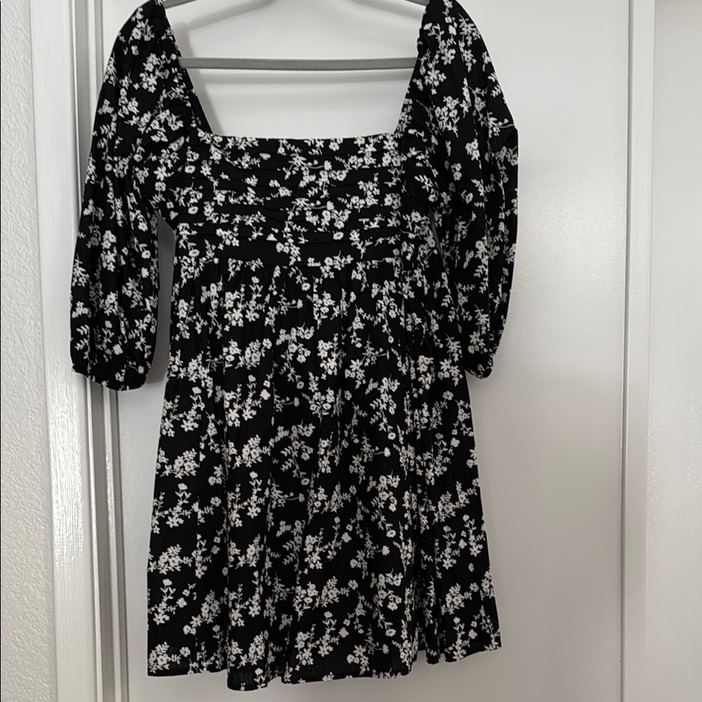 Blue Rain Black and White Floral Mini Dress